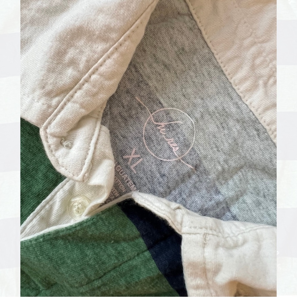 Paris France Women's Striped Tee - Green and Blue - Picture 3 of 6